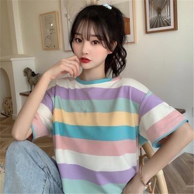 春夏季新款韩版彩女休闲宽松短袖T恤