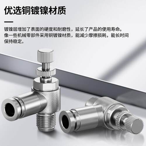 气动全铜镀镍气管接头调0速单节向-限流气缸流阀SL6-01/802/12-3