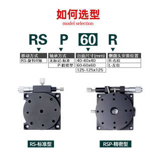 125分度盘360º微调角度 R轴旋转滑台手动调整位移平台RS60