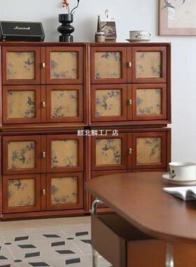 中古香云纱电视柜实木床头柜卡门柜卧室储物柜靠墙复古黑色斗柜