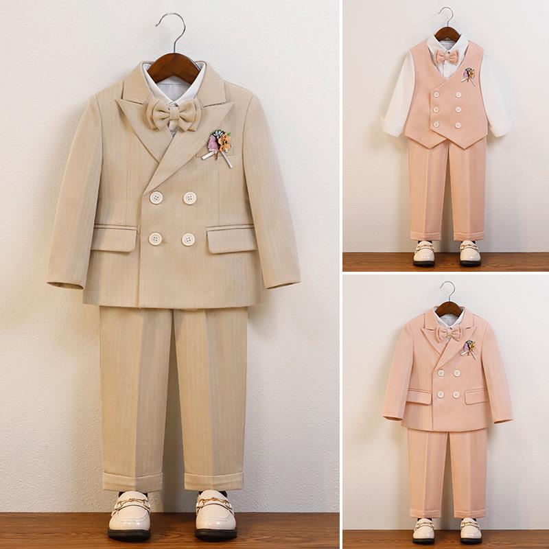 儿童西装礼服秋款英伦时尚花童演出西服男宝宝周岁生日摄影服定制