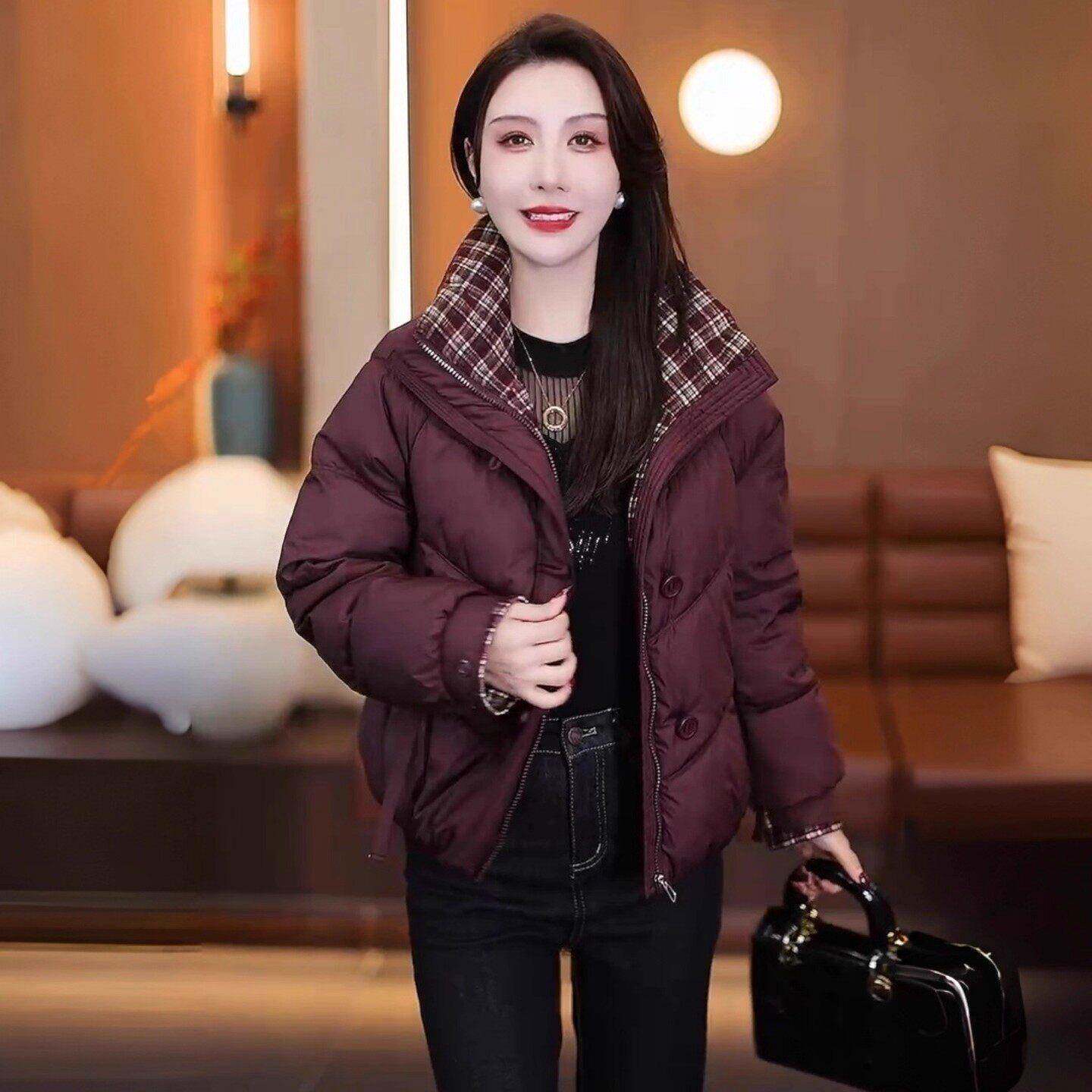 香港代购妈妈装短款羽绒棉服女士冬季新款时髦显瘦加厚棉袄外套潮