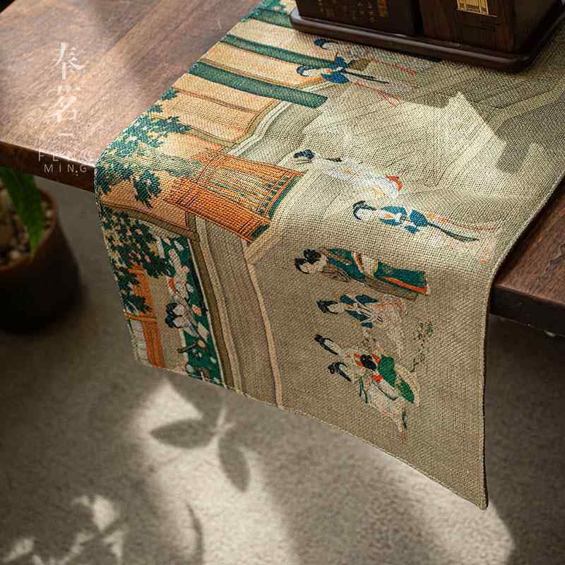 复古国风棉麻布茶席桌旗禅意布艺干泡茶台桌布茶盘垫茶道配件