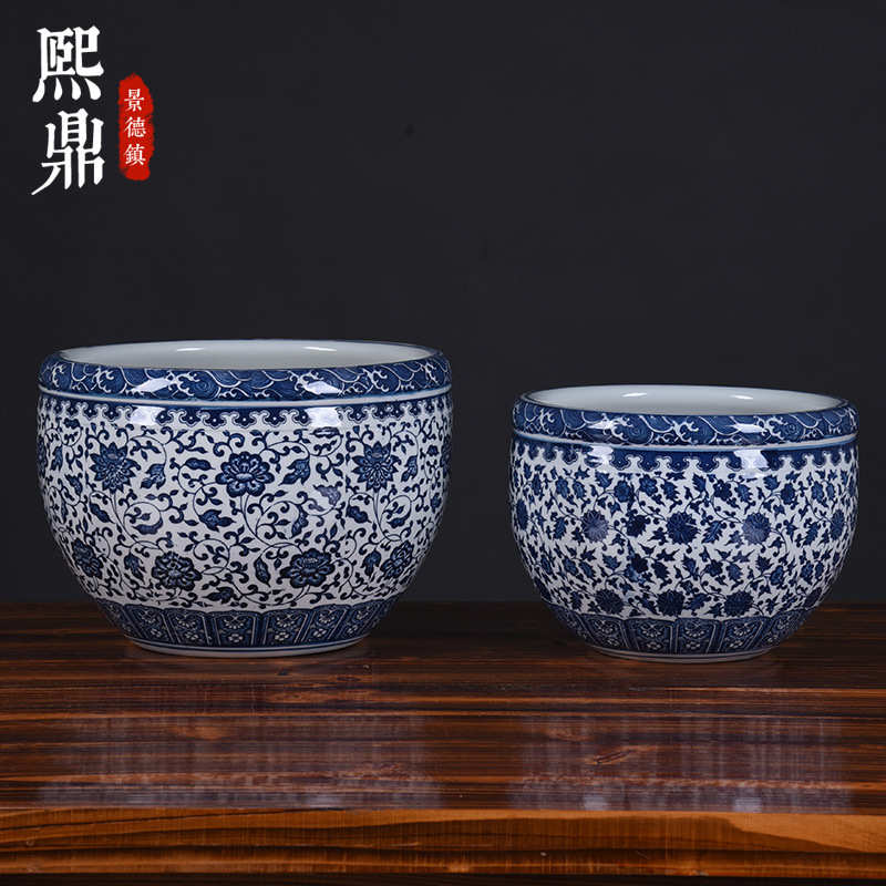 盆花盆睡莲瓷碗莲花盆青花瓷专用陶景德镇水培养鱼盆荷铜钱草家用