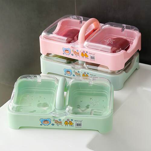 Creative Double Compartment Laundry Soap Box with Lid for Ho