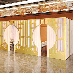 拱门艺包间洞铁卡座隔断隔断隔墙高火锅店屏风金属月新款餐厅