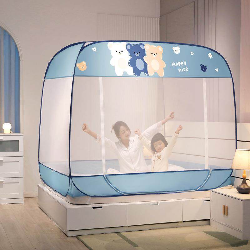 海虹 2023防尘免安装蚊帐三开防摔全封闭加密无荧光双丝帐纱 快