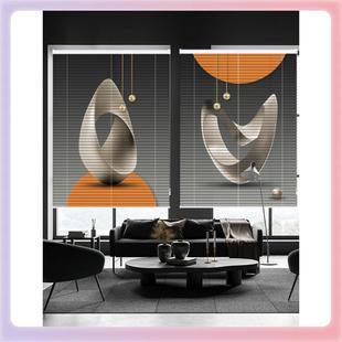 3YK印花百帘F768JT5M免打孔装 印叶遮花光办公室客厅卧室防 卷拉式