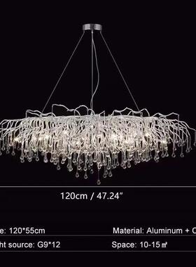 轻客水晶吊IJB灯厅灯创意树奢枝水滴枝形灯具璃玻艺术别墅商用餐