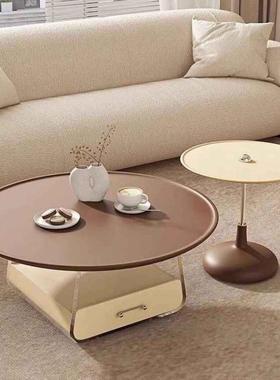 奶CWE油古茶几法式家简约用客厅现亚克代力圆形小户型组合网红新