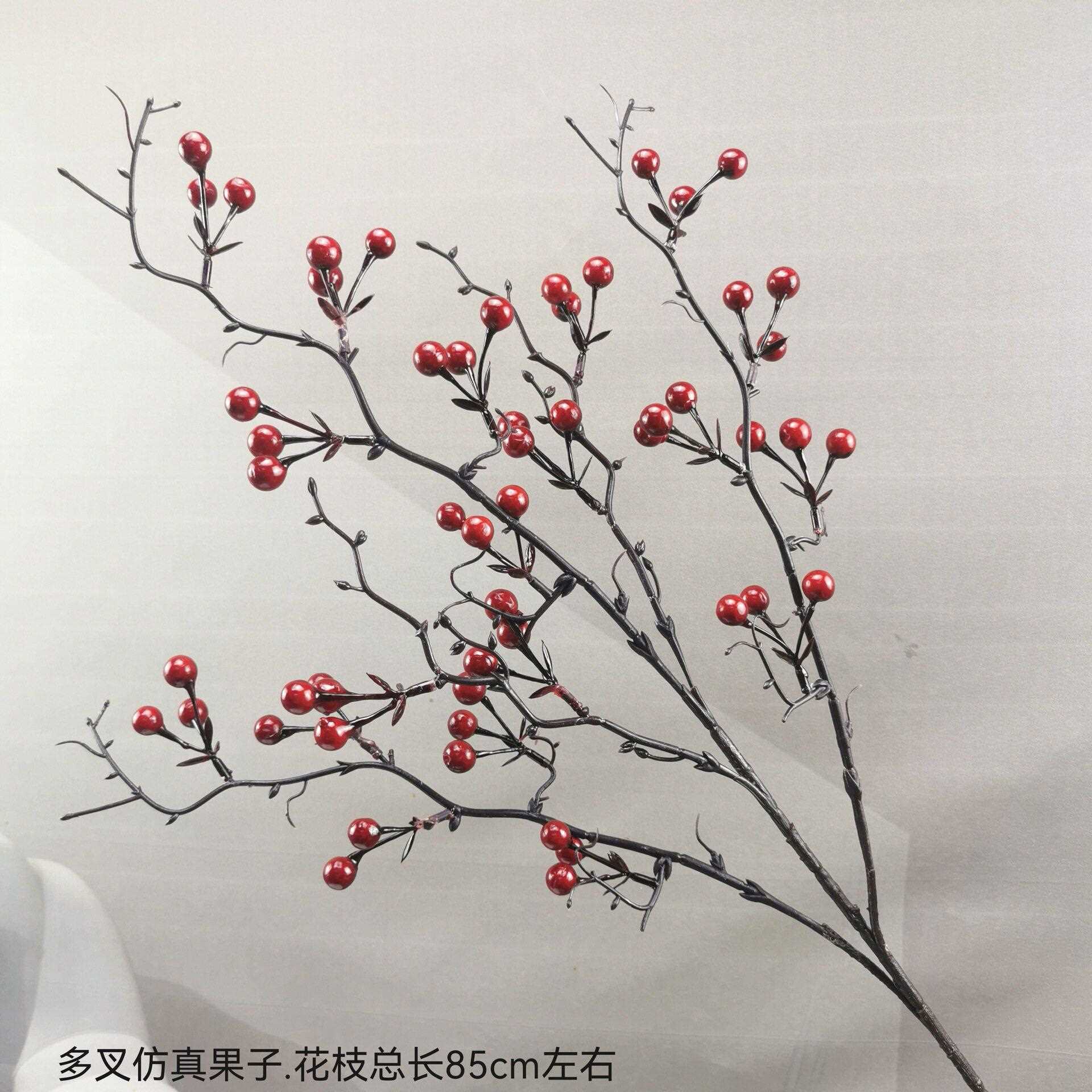 新款直销发财果仿真花摆设红色浆果红果冬青果红果子幸运果客厅假