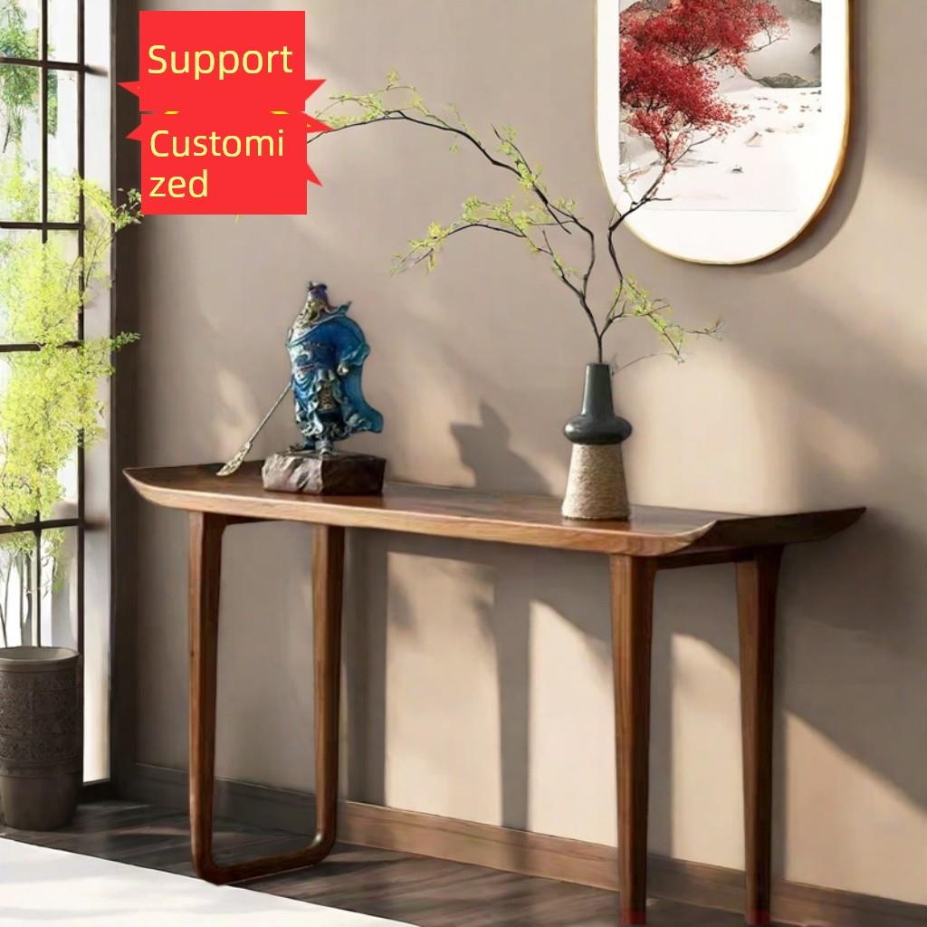 新中式玄关供桌靠墙窄桌入户条案翘头案几酒店端景台条案桌长条