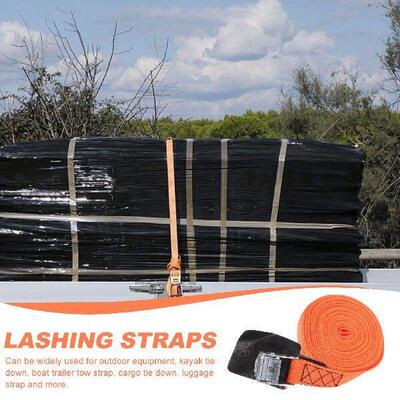 2pcs Zinc Alloy Buckle Ratchet Straps 25mmx610cm Orange