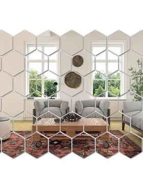 45pcs Mirror Wall Sticker, Hexagon Wall Art Sticker, DIY Hou
