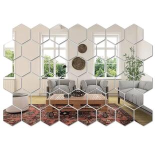 45pcs Mirror Wall Sticker, Hexagon Wall Art Sticker, DIY Hou