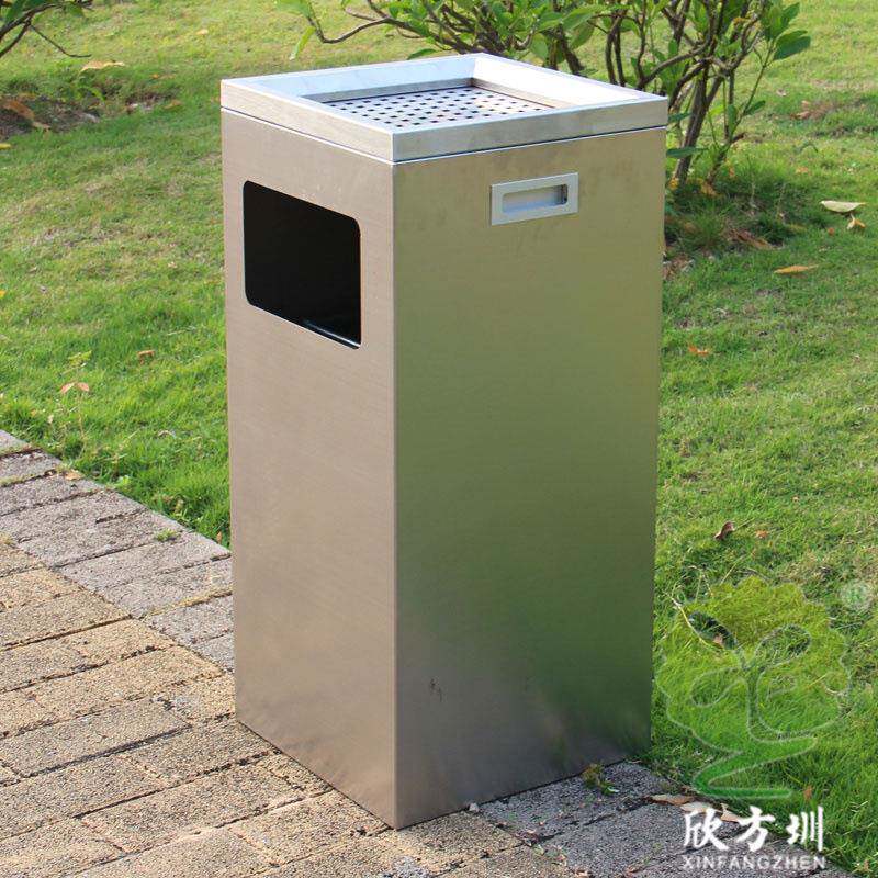 室内商用简约风格方形不锈钢单筒果皮箱大堂电梯口环卫金属垃圾桶