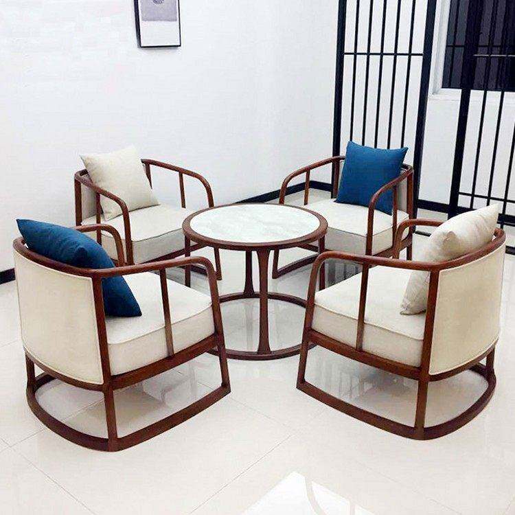 需定制新中式售楼处部洽谈桌椅组合会所酒店商务实木休闲会所沙发