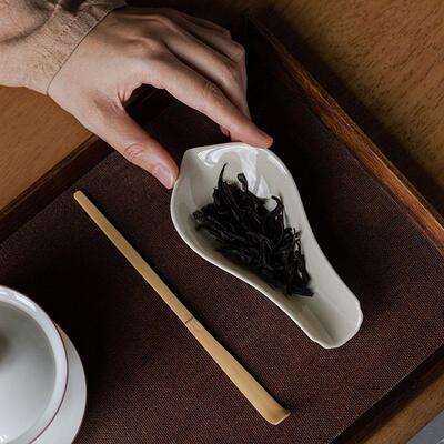 创意草木灰花瓣陶瓷茶则茶荷醒茶器茶拨茶铲功夫茶道零配件