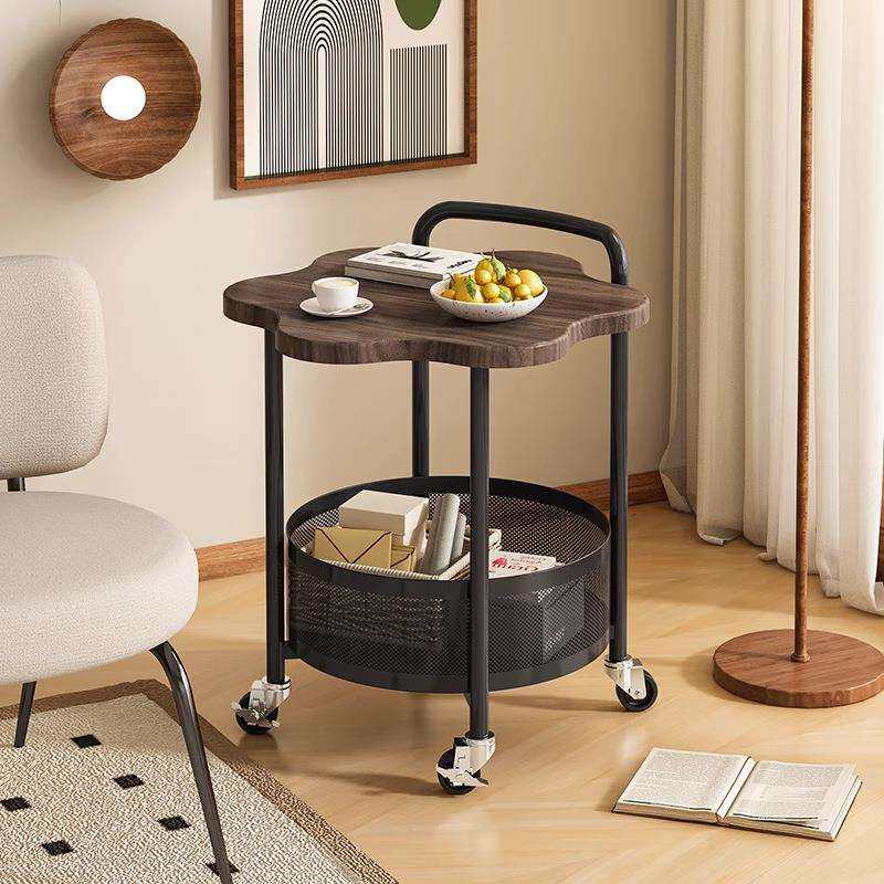 可移动茶几客厅家用沙发边几侧边柜置物架带轮高级感铁艺床头边柜
