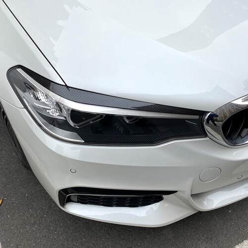 适用宝马5系G30525i530i2017-2021前大灯灯眉外饰车贴改装
