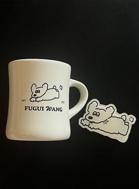 lelemonade收腰马克水杯女大容量陶瓷咖啡杯子ins可爱狗狗汪星人