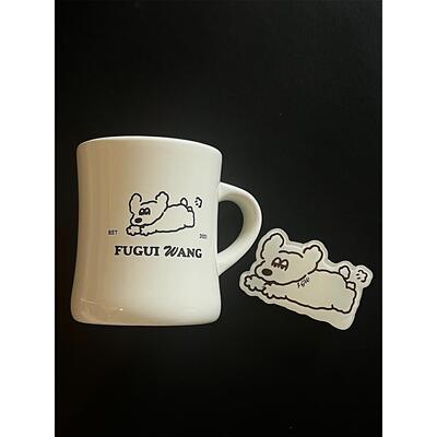 lelemonade收腰马克水杯女大容量陶瓷咖啡杯子ins可爱狗狗汪星人