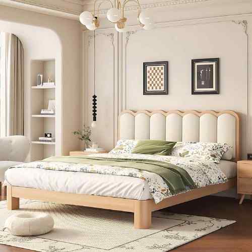 全实木床卧室现代简约1米8主卧双人床大床家用出租房单人床新款床