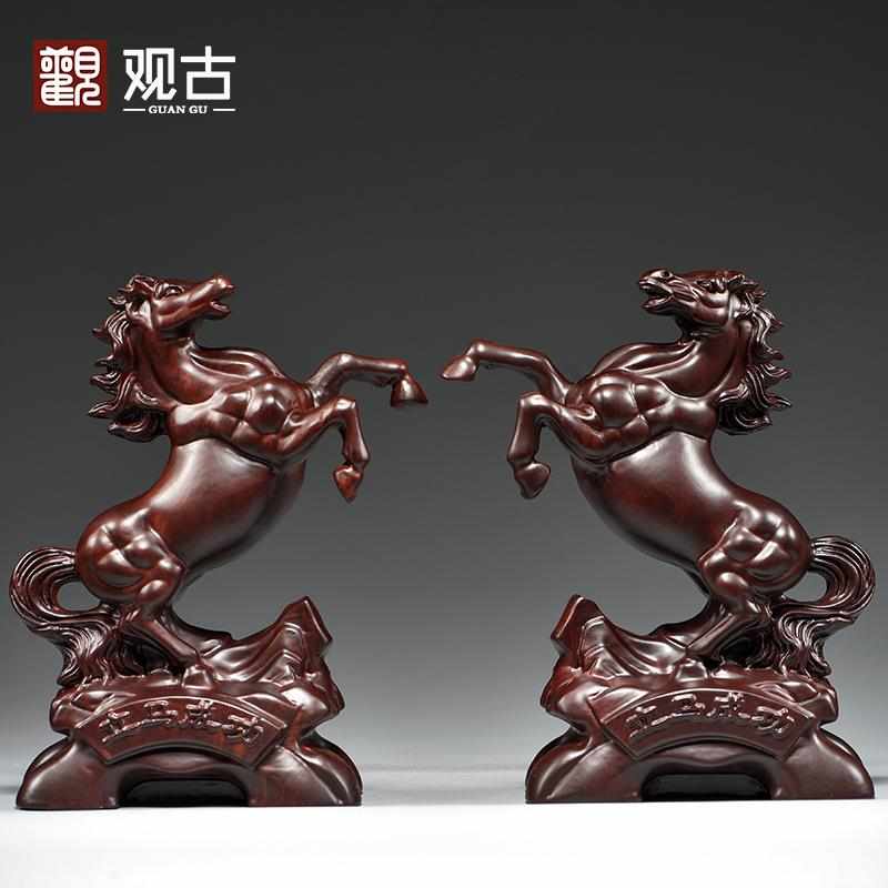 黑檀木雕马到成功摆件实木质十二生肖马家居客厅装饰品送礼工艺品