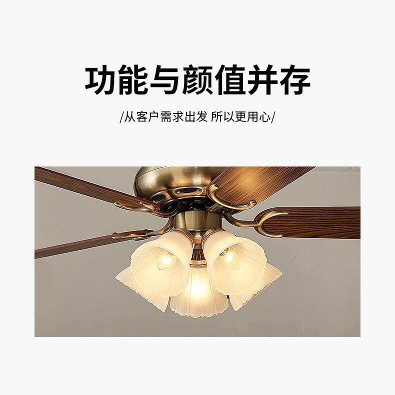 美式餐厅吊扇灯欧式客厅吊灯现代简约灯具卧室风扇灯北欧个性遥控