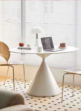 家用餐桌家居餐桌茶几黑色岩小户型圆形组合式小户型板意餐桌极简