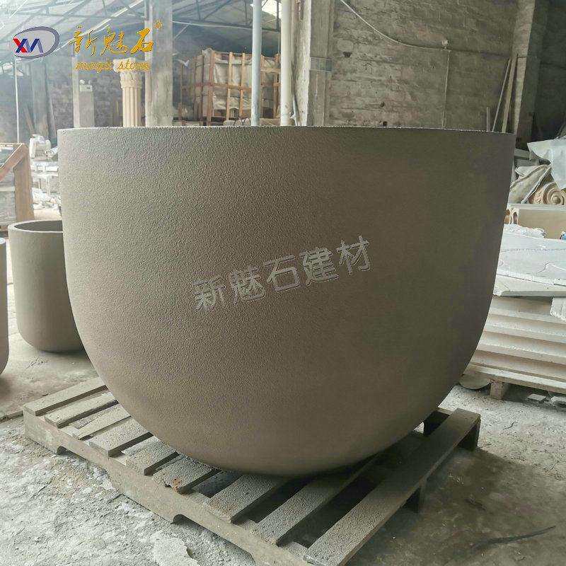 国外市政工程大号水泥花盆户外绿化种植箱别墅露台GRC仿石花钵