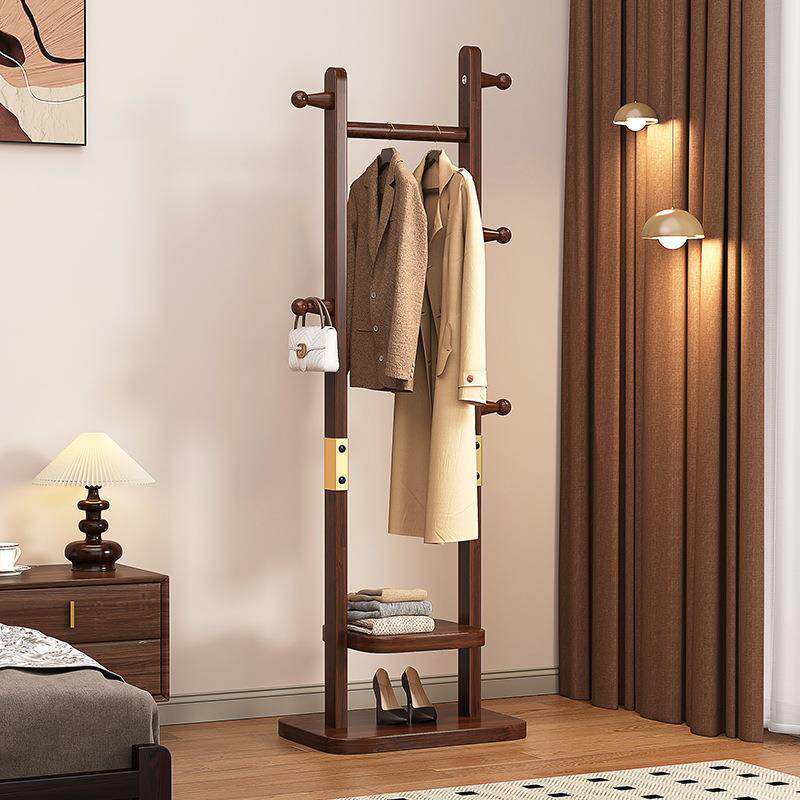 实木挂衣架卧室落地式不占空间的房间小型2026新款家用架子衣帽架