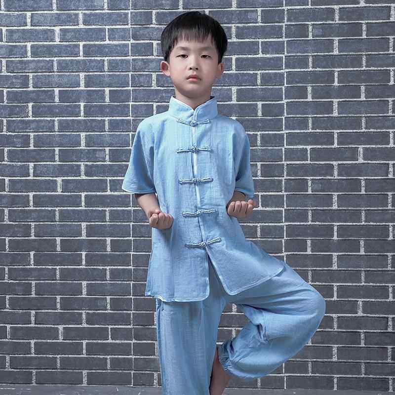 高档儿童武棉术装女童太极拳练功服短袖夏少儿练武服表演服服男衣