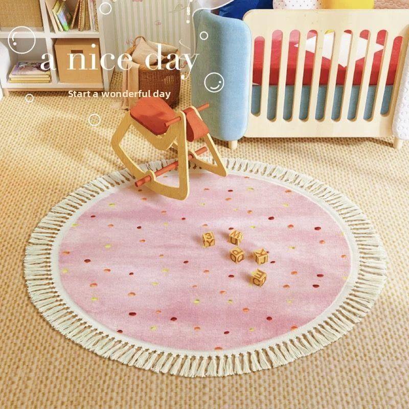 幼儿园娃娃家垫子毛绒室内客厅圆形地垫娃娃家区域材料儿童房地毯