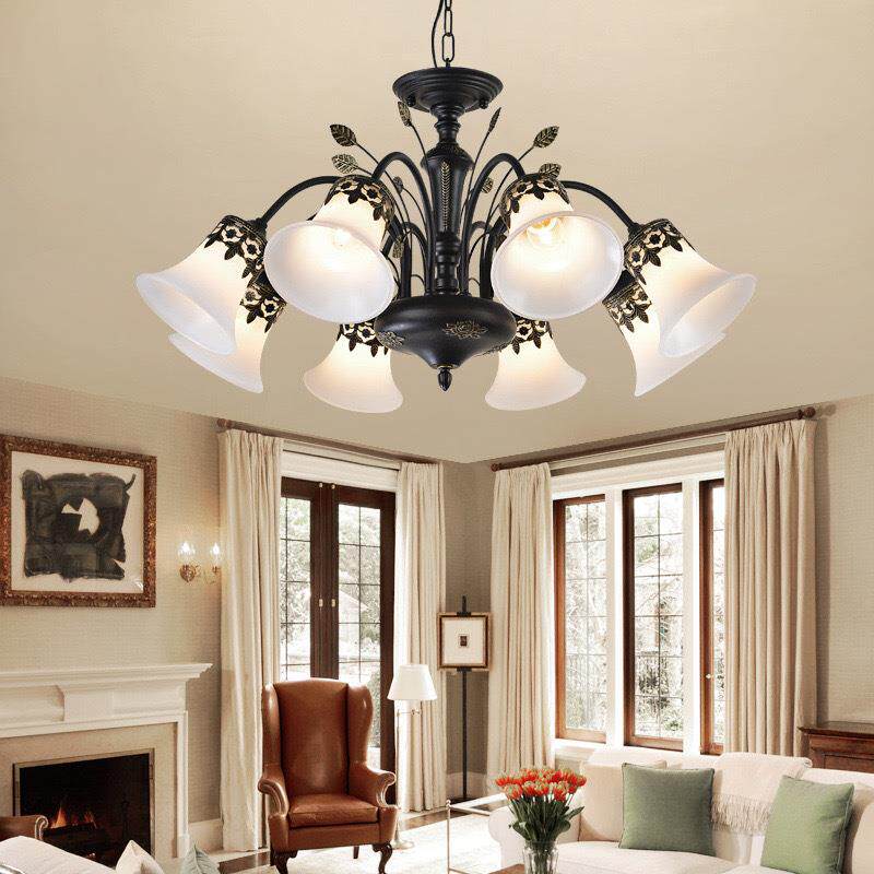 美式乡村田园灯具简约铁艺客厅灯欧式复古餐厅灯温馨浪漫卧室吊灯
