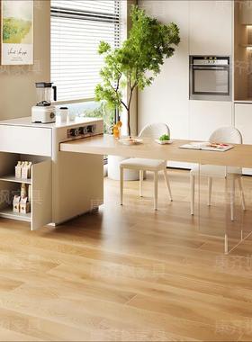 原木风岛餐桌倒一体式吧台奶油悬浮风高端可伸缩台家用中台DOM小