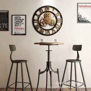 热卖 饰钟表 复古做旧木齿轮挂钟客厅时钟创意客厅酒吧咖啡厅装