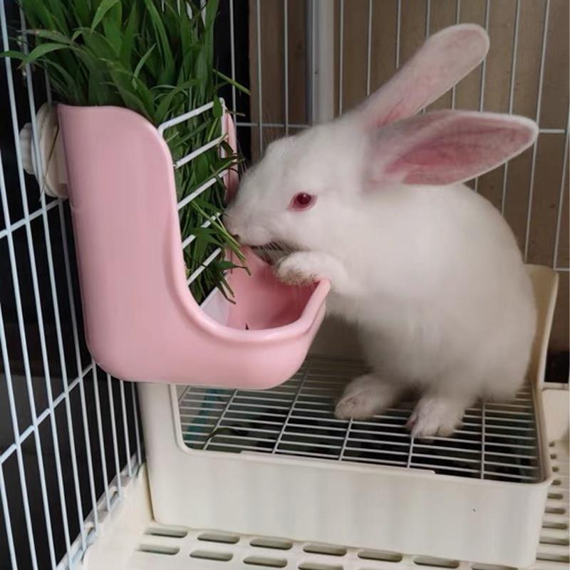 兔子食盆二合一兔碗食槽固定防扒喂 食器龙猫粮饲料食盒草架