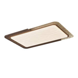 中古风客厅吸顶灯胡桃木色超薄长方形大厅灯护眼全屋灯具套餐0256