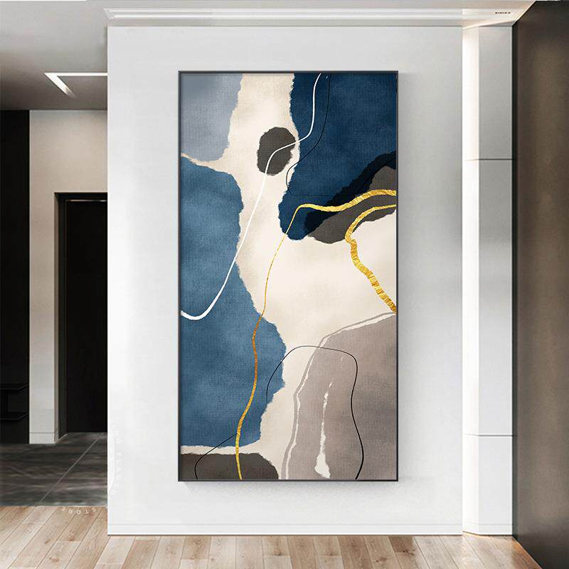 抽象玄关画创意简约走廊过道装饰画轻奢大幅壁画艺术油画客厅挂画