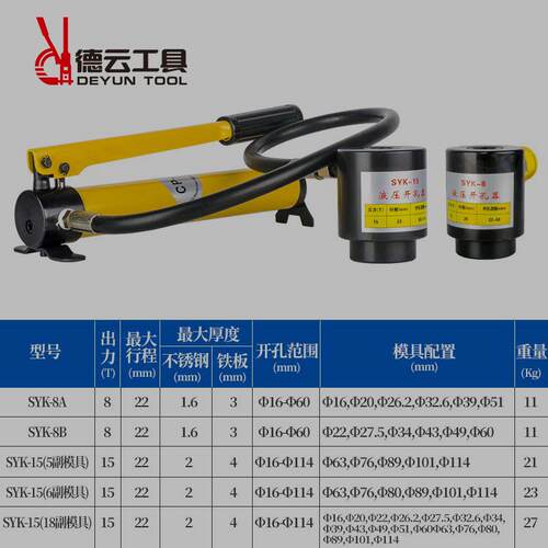 SYK-8AB-15配电柜不锈钢开孔 钢板打孔器 桥架梁配电箱液压开孔器