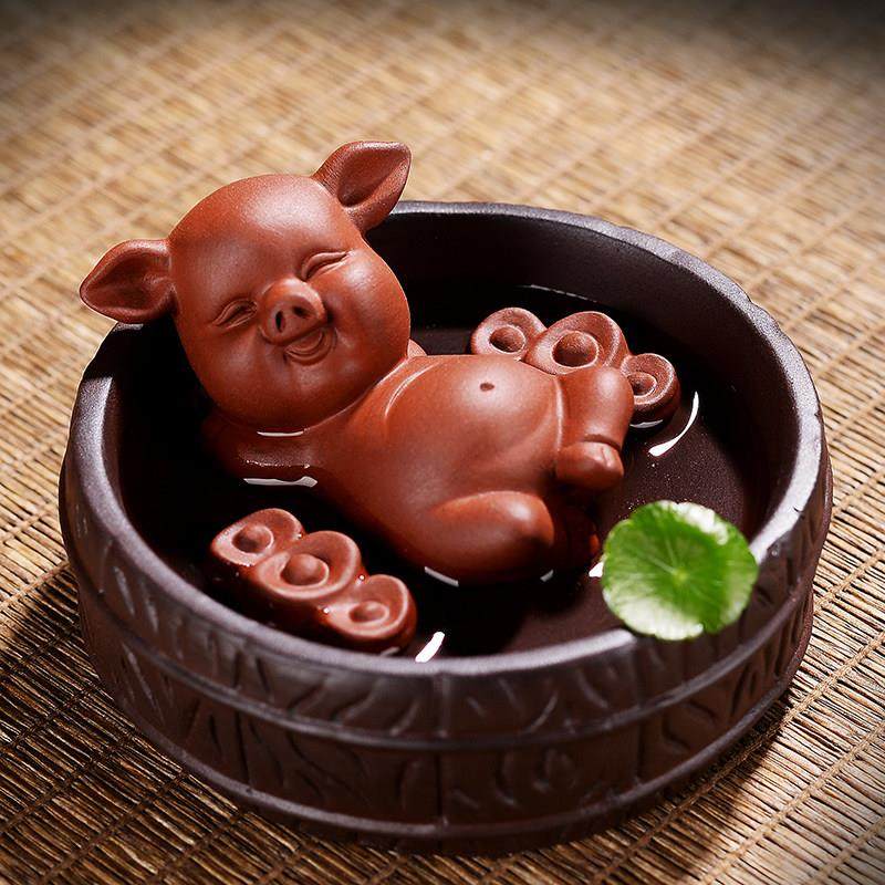 茶宠猪可养招财紫砂小猪茶玩牛精品小号创意功夫茶金鱼茶盘小摆件,餐饮具,茶宠摆件,淘宝优惠券,粉丝福利购,淘宝优惠卷