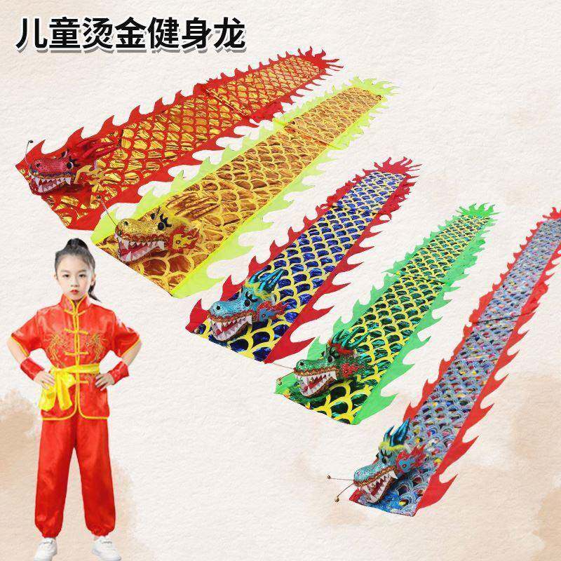 儿童舞龙彩带健身新款手甩龙广场舞甩甩龙空竹龙龙头舞龙表演道具