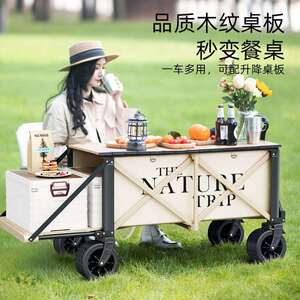 徒步日记露营车推车户外聚拢折叠后开营地车大号野营儿童可躺摆摊