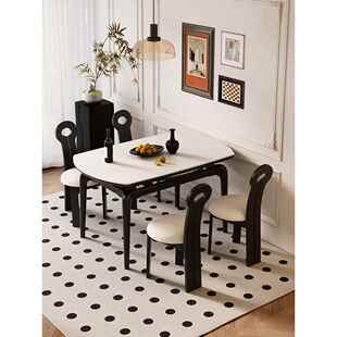 A6L岩板餐桌现代简约家用小户型2026新款 全实木可伸缩变圆