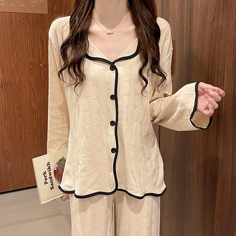 女士睡衣秋季款长袖宽松开衫韩版甜美可爱少女家居服套装