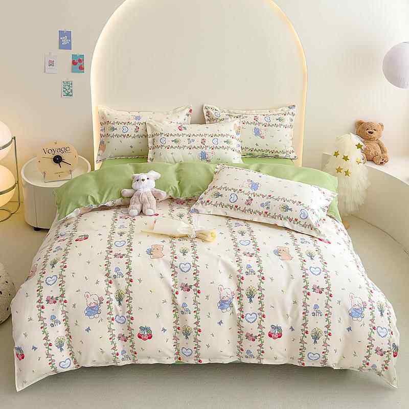 A类加厚纯棉全棉双人被套磨毛床单床笠四件套单人被套宿舍三件套