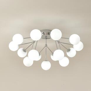 法式 网红奶白玻璃奶油风吸顶灯 主卧室灯房间轻奢灯具现代简约爆款