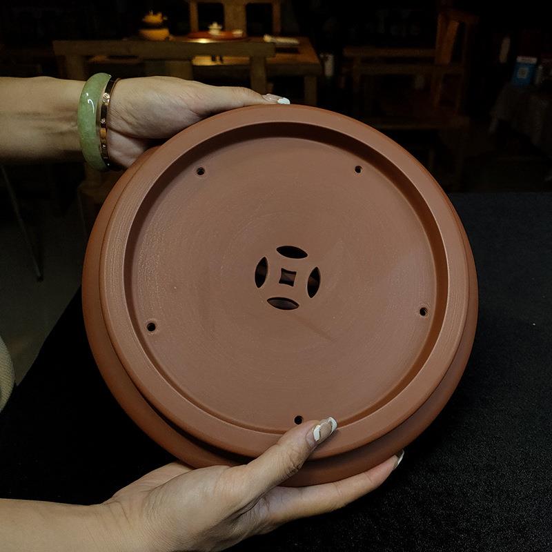 潮州朱泥工夫茶船章钦河茶杯原矿茶海壶承茶具10寸茶盘国潮风手工