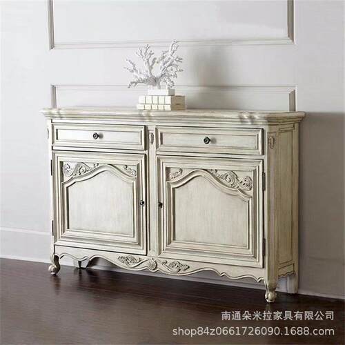 美式乡村复古实木餐边柜雕花客厅储物柜客厅玄关柜餐边柜